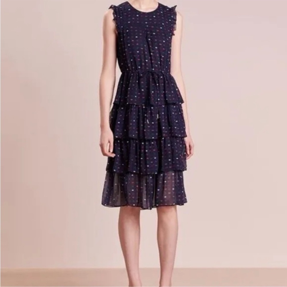 J. Crew Lips Tiered Silk Dress Sleeveless Office Formal 10